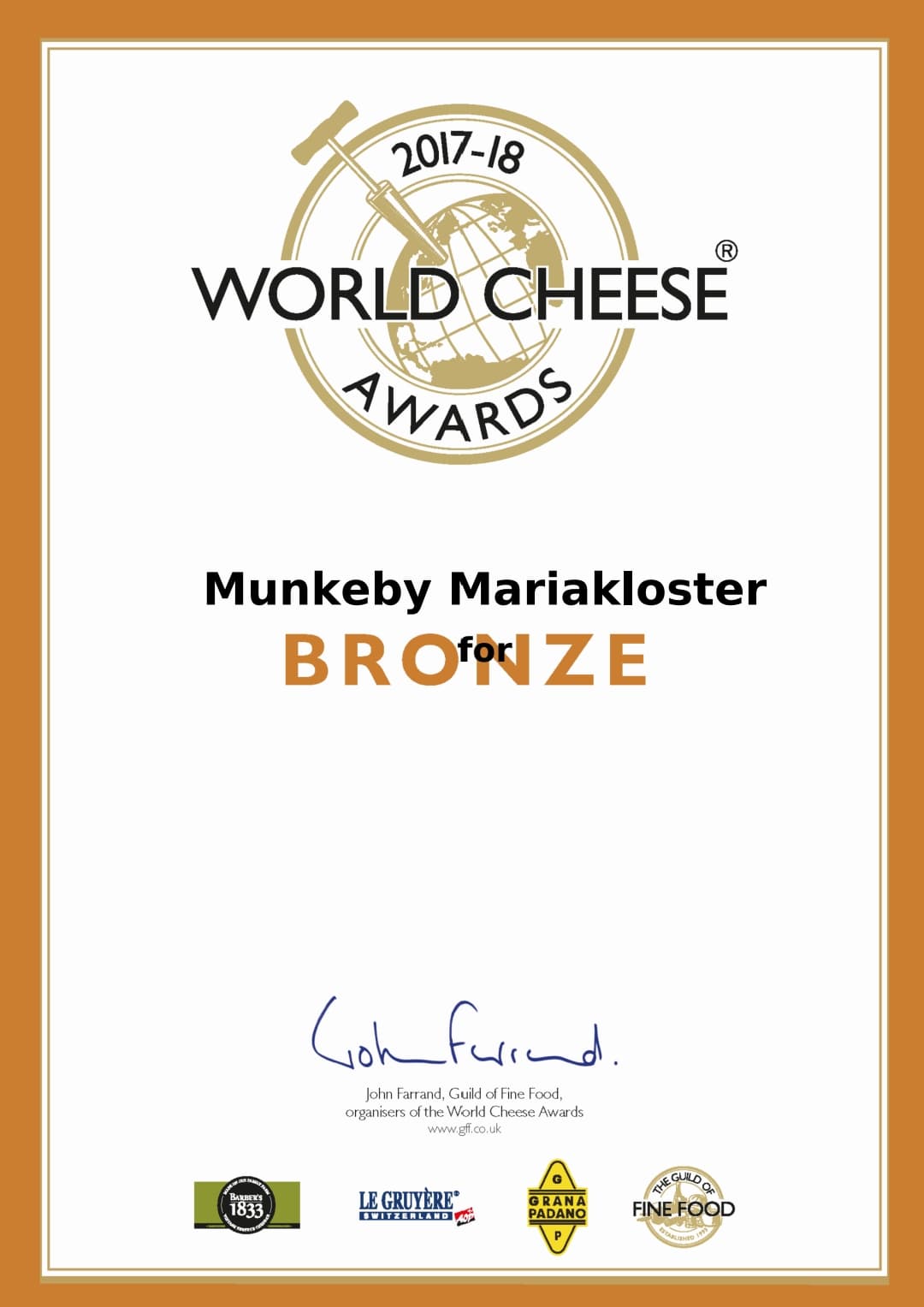 2018 BRONZE Certificate